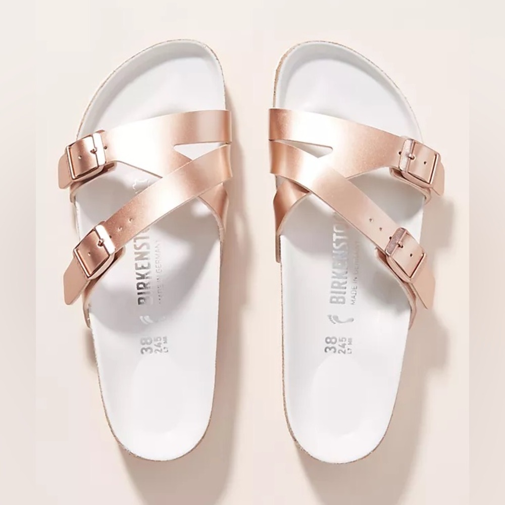 Birkenstock Yao rose gold metallic sandals size 38 (W7/7.5)